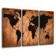 MULTI Wood Printings, Picture Wall Hanging, Map World Marron and Negro