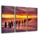 MULTI Wood Printings, Picture Wall Hanging, Landscape Sunset in the Mar