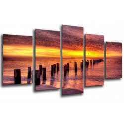 MULTI Wood Printings, Picture Wall Hanging, Landscape sunset in the Mar