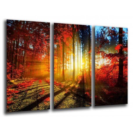 MULTI Wood Printings, Picture Wall Hanging, Landscape Forest Sunset Otono