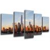 Cuadro Moderno Fotografico base madera, Paisaje Ciudad Atardecer, Ciudad Rascacielos