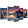 Cuadro Moderno Fotografico base madera, Paisaje Lago Moskenes Atardecer, Noruega
