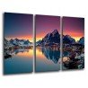 MULTI Wood Printings, Picture Wall Hanging, Landscape Lake Moskenes, Sunset, Norway