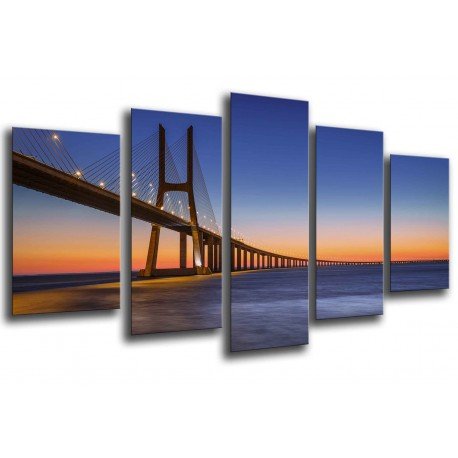 MULTI Wood Printings, Picture Wall Hanging, Landscape Bridge Vasco Da Gama, Portugal