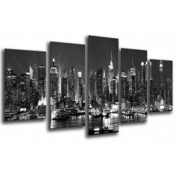 MULTI Wood Printings, Picture Wall Hanging, Landscape City Night, White and Negro
