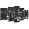 MULTI Wood Printings, Picture Wall Hanging, Landscape City Night, White and Negro