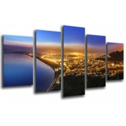 MULTI Wood Printings, Picture Wall Hanging, City Harbour Atardecer