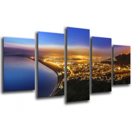MULTI Wood Printings, Picture Wall Hanging, City Harbour Atardecer