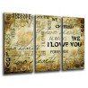 Cuadro Moderno Fotografico base madera, Carta Letras Vintage, Amor