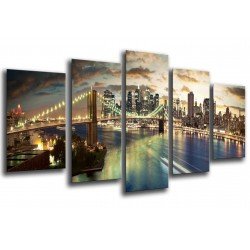 MULTI Wood Printings, Picture Wall Hanging, City New York City, Atardecer