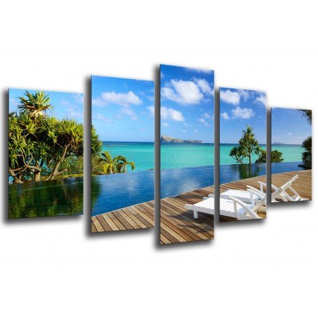 MULTI Wood Printings, Picture Wall Hanging, Landscape Puerto Paradise Caribe