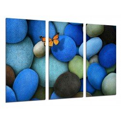 MULTI Wood Printings, Picture Wall Hanging, Abstract Stones Blues, Rio