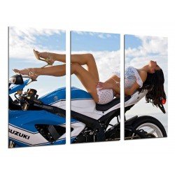 MULTI Wood Printings, Picture Wall Hanging, Motobike Girl Sexy