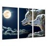 Cuadro Moderno Fotografico base madera, Lobos con Luna LLena en la Naturaleza