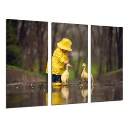 MULTI Wood Printings, Picture Wall Hanging, Childs With Ducklings, Infantil