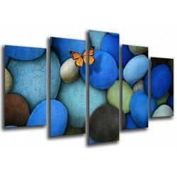 MULTI Wood Printings, Picture Wall Hanging, Abstract Stones Blues, Rio