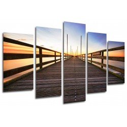 MULTI Wood Printings, Picture Wall Hanging, Gangway Bridge Beach  Mar