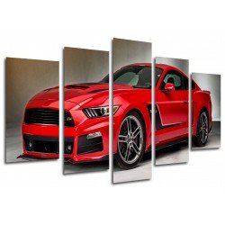 MULTI Wood Printings, Picture Wall Hanging, Car Mustang Rojo