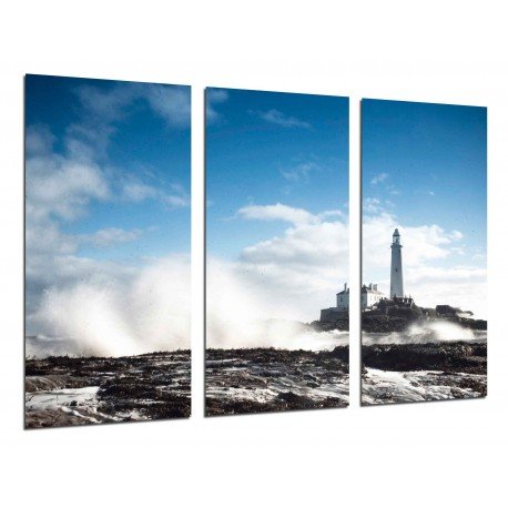 Cuadro Moderno Fotografico base madera, Paisaje de Faro en el Mar