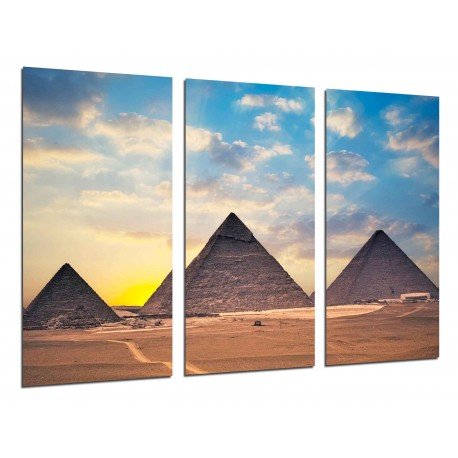 Cuadro Moderno Fotografico base madera, Paisaje Piramides Egipto Atardecer