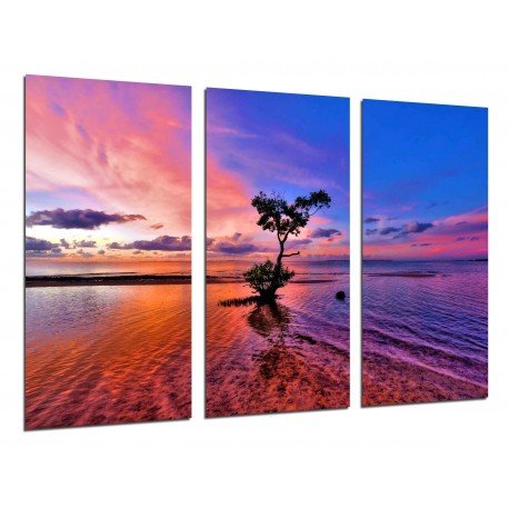 MULTI Wood Printings, Picture Wall Hanging, Landscape Nature Lake Atardecer