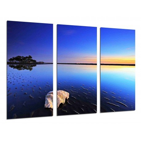 Cuadro Moderno Fotografico base madera, Paisaje Mar Atardecer