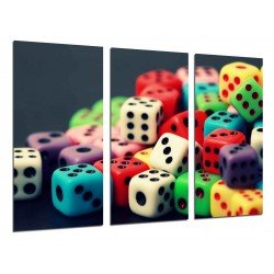 MULTI Wood Printings, Picture Wall Hanging, Game of Dice, Salon of Games