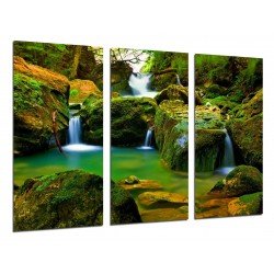 MULTI Wood Printings, Picture Wall Hanging, Landscape Waterfall in Bosque
