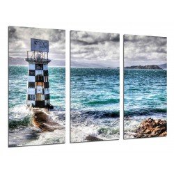 MULTI Wood Printings, Picture Wall Hanging, Landscape of Lighthouse in the Mar