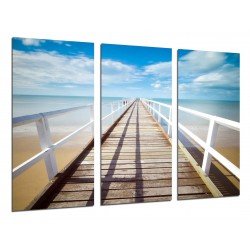 MULTI Wood Printings, Picture Wall Hanging, Landscape Gangway in the Playa