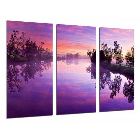 MULTI Wood Printings, Picture Wall Hanging, Landscape River Nature Atardecer