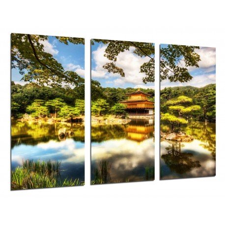 MULTI Wood Printings, Picture Wall Hanging, Landscape Pagoda in Lago