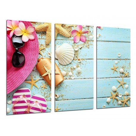 Cuadro Moderno Fotografico base madera, Tema Marino Vintage, Estrellas de Mar