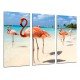 MULTI Wood Printings, Picture Wall Hanging, Landscape Flamingos in the Playa