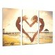 MULTI Wood Printings, Picture Wall Hanging, Heart in the Beach, Woman