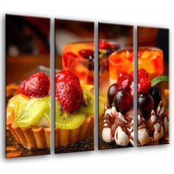MULTI Wood Printings, Picture Wall Hanging, Desserts, Fruit With Chocolate