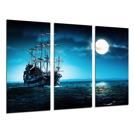 MULTI Wood Printings, Picture Wall Hanging, Boat old of Sail, Caravel, War, Sea Atardecer