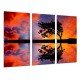 MULTI Wood Printings, Picture Wall Hanging, Landscape Sunset Lake, Tree in the Lago