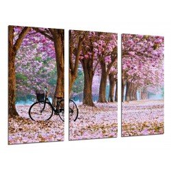 MULTI Wood Printings, Picture Wall Hanging, Road Forest in Autumn, Road of Flowers Rosas