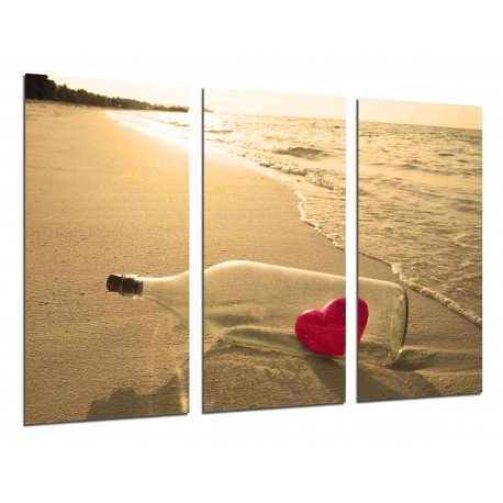 MULTI Wood Printings, Picture Wall Hanging, Message in a Bottle of Love, Heart Red, Playa