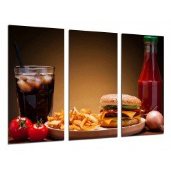 MULTI Wood Printings, Picture Wall Hanging, Burger, Meat and Drink