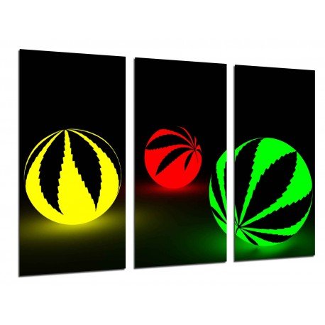 MULTI Wood Printings, Picture Wall Hanging, Balls Cannabis, Balls of Colors