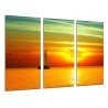 Cuadro Moderno Fotografico base madera, Puesta de sol, Atardecer Espectacular en el Mar, Barca de Vela