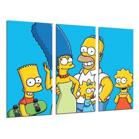 MULTI Wood Printings, Picture Wall Hanging, The Simpsons, Bart, Homer, Lisa, Marge