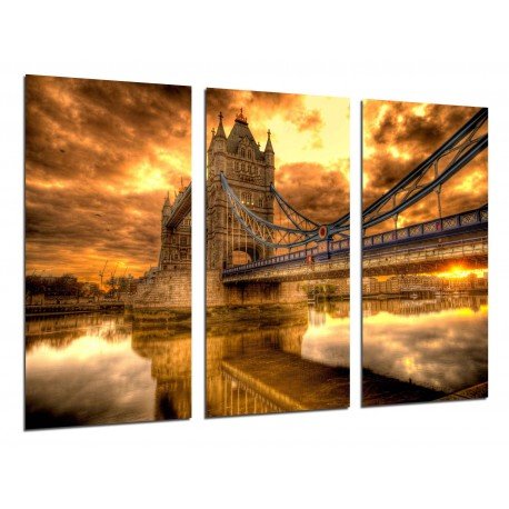 MULTI Wood Printings, Picture Wall Hanging, Landscape London Vintage, Bridge of London, Tower Bridge