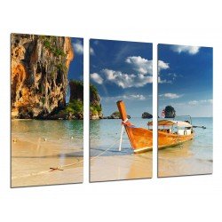 MULTI Wood Printings, Picture Wall Hanging, Landscape Caribbean, Beach, Sea, Ship, Paradise tropical