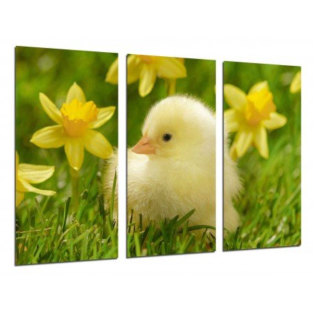 MULTI Wood Printings, Picture Wall Hanging, Chick, Ducky Yellow in the Meadow