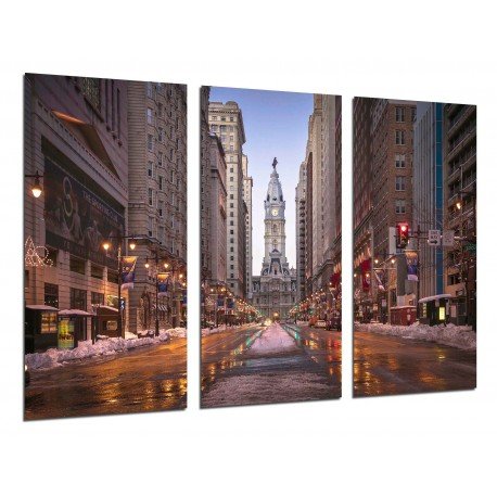 MULTI Wood Printings, Picture Wall Hanging, Street New York, New York in Invierno