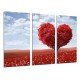 MULTI Wood Printings, Picture Wall Hanging, Landscape meadow Tree Heart Rojo