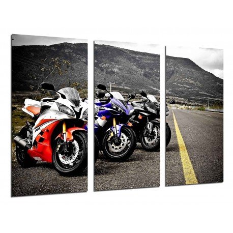 MULTI Wood Printings, Picture Wall Hanging, Motorbikes of Races Yamaha, Road